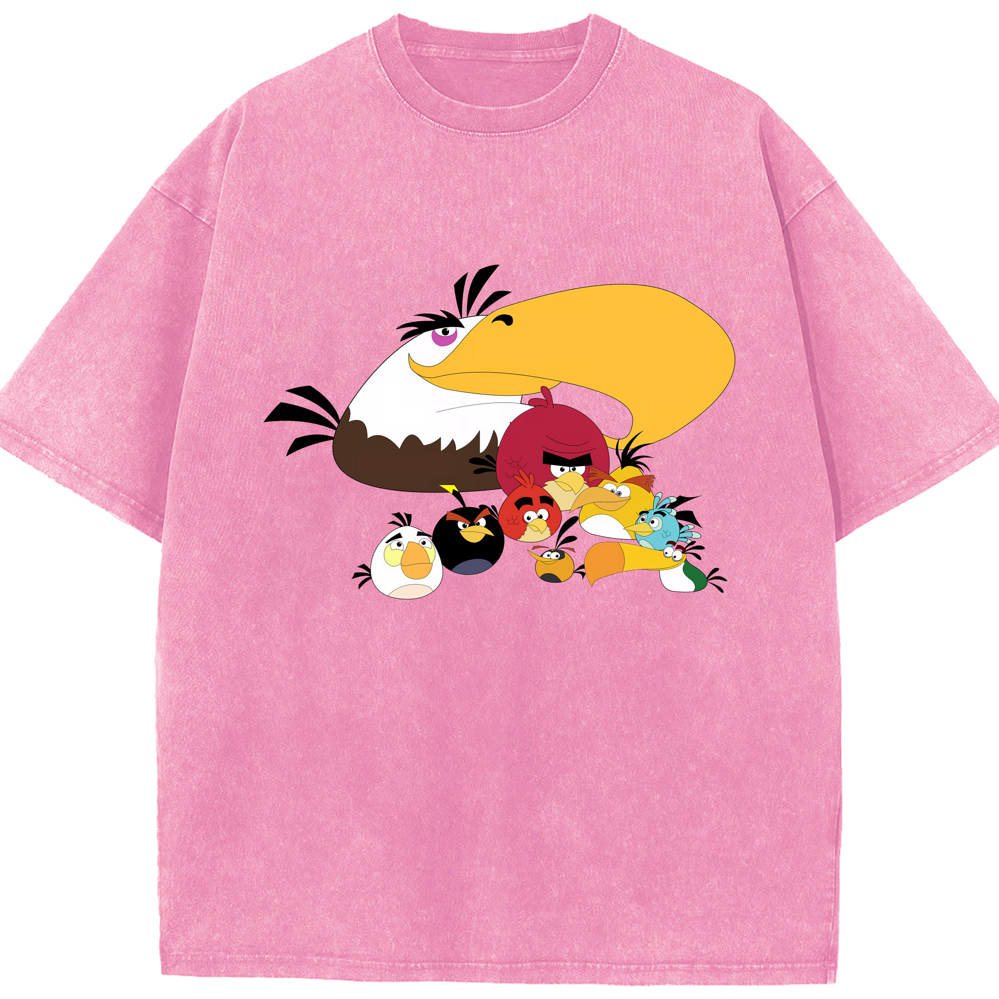 （画像用） Angry Birds アングリーバード 綿100% ヴィンテージ風 半袖Tシャツ（フロントプリント）